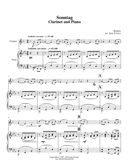 Sonntag (arr. Jane Frasier)