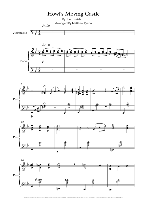 Howl's Moving Castle (arr. Matthew pyeon)