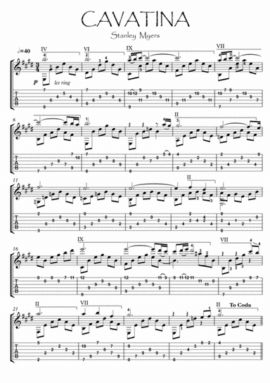 Cavatina (arr. PianoSheetNow)