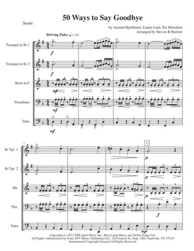 50 Ways To Say Goodbye (arr. Steven R Bulmer)