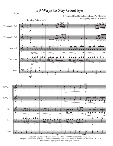 50 Ways To Say Goodbye (arr. Steven R Bulmer)