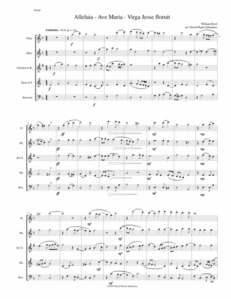 Alleluia - Ave Maria - Virga Jesse floruit arranged for wind quintet (arr. David Warin Solomons)