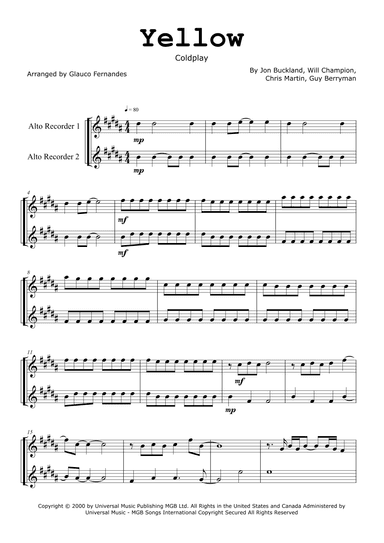 Yellow (arr. Glauco Fernandes)