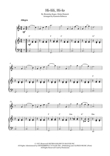 Hi-lili, Hi-lo (arr. Kaiserin Rebecca)