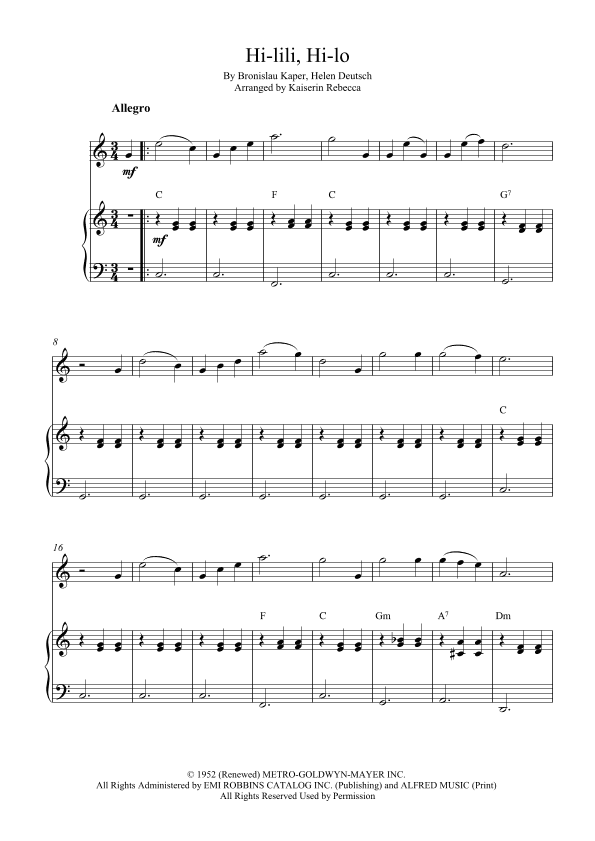 Hi-lili, Hi-lo (arr. Kaiserin Rebecca)