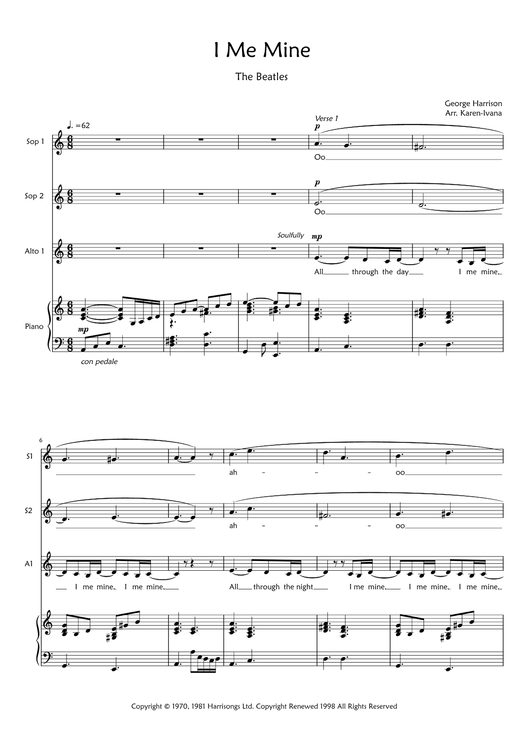 I Me Mine (arr. Karen Ivana)
