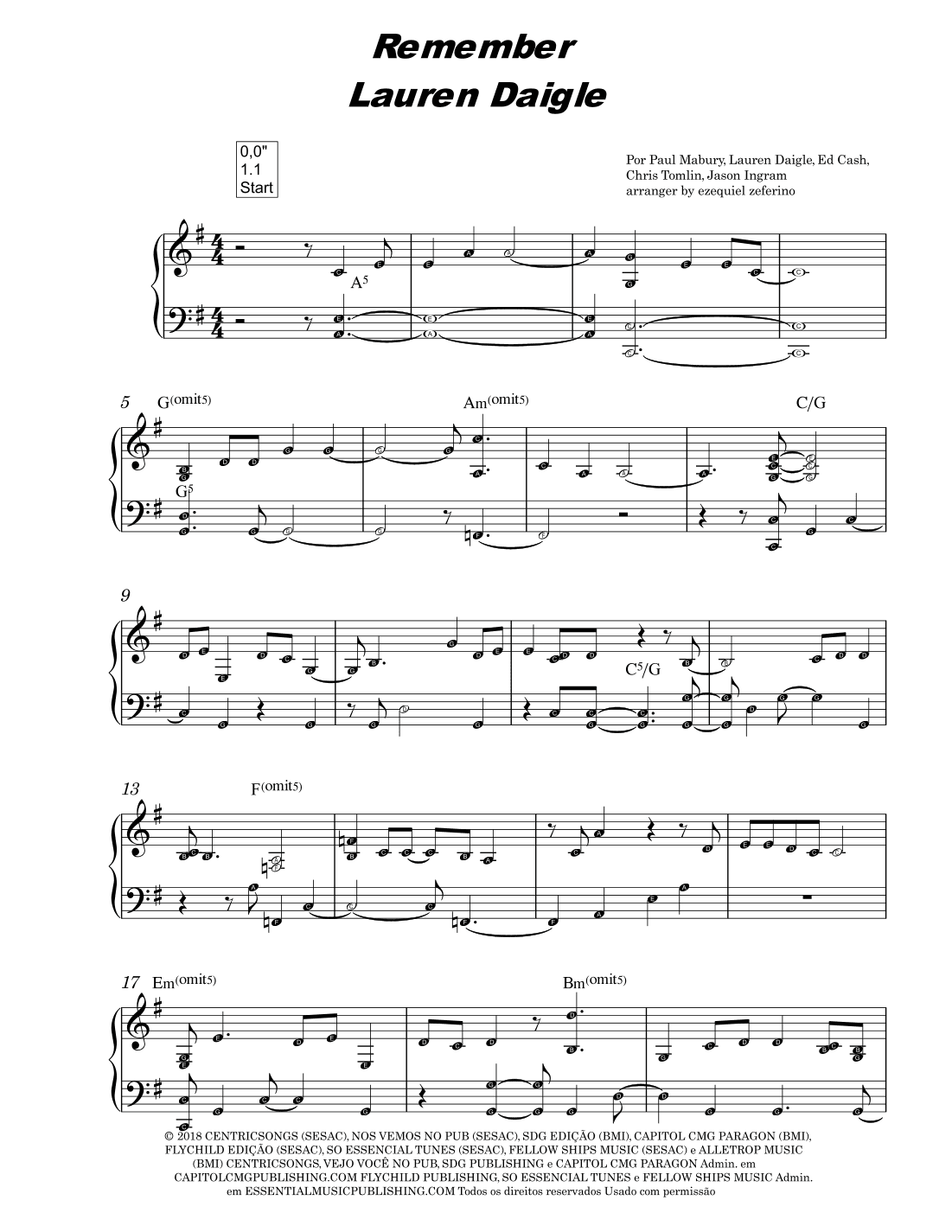 Remember (arr. by ezequiel)