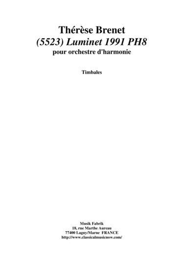 Thérèse Brenet: (5523) Luminet 1991 PH8 for concert band, timpani part