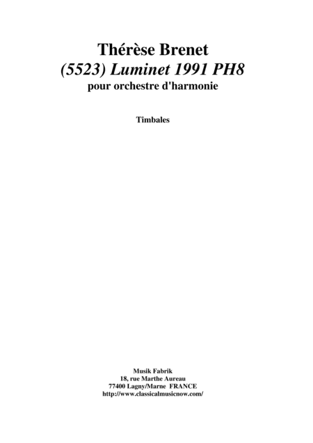 Thérèse Brenet: (5523) Luminet 1991 PH8 for concert band, timpani part