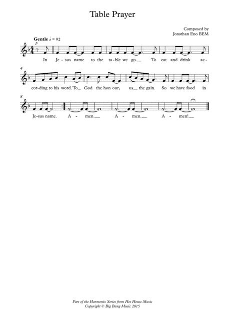 Table Prayer - Choir SATB