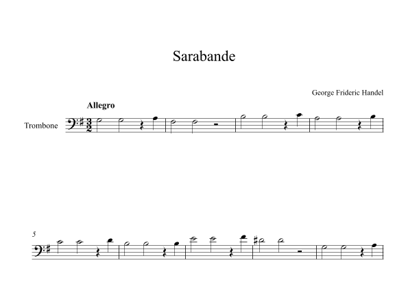 Sarabande - George Frideric Handel (Tromobne) (arr. Digital Book Music)