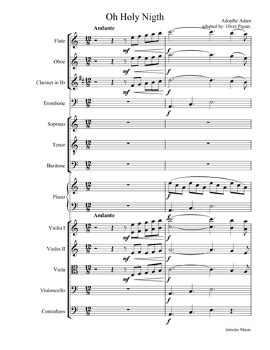 Oh Holy Night for Bariton, Soprano and Tenor, Score and set of parts (arr. Oliver Payán)