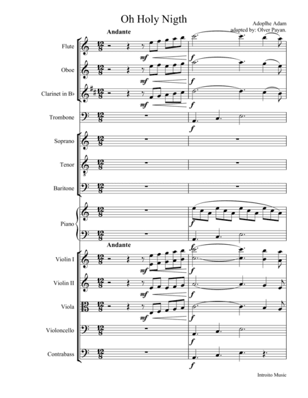 Oh Holy Night for Bariton, Soprano and Tenor, Score and set of parts (arr. Oliver Payán)
