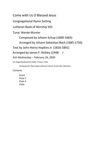 Come with Us O Blessed Jesus, Hymn Setting (arr. Johann Sebastian Bach, James F. Rickley)