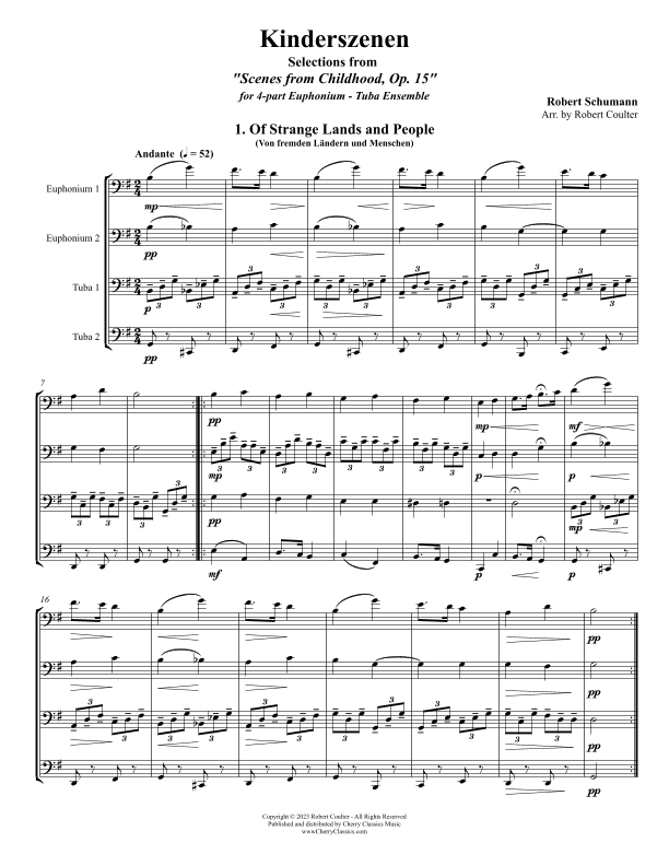 Schumann - Kinderszenen (Scenes From Childhood) selections for Euphonium/Tuba Quartet (arr. Robert Coulter)