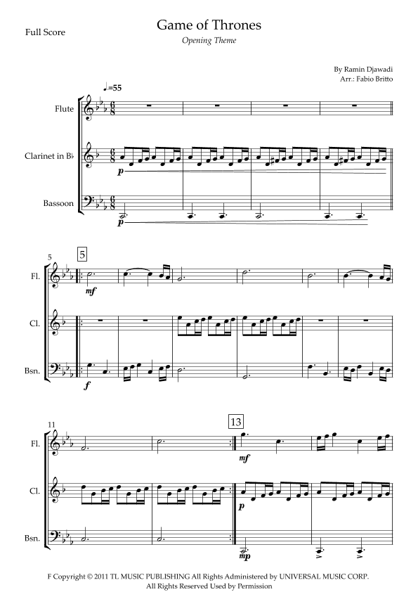 Game Of Thrones (arr. Fabio Britto)