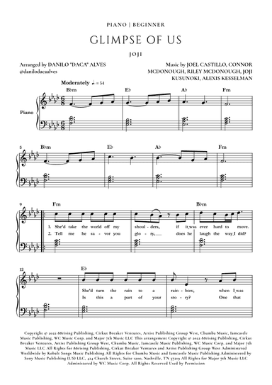 Glimpse Of Us (arr. Danilo "Daca" Alves)