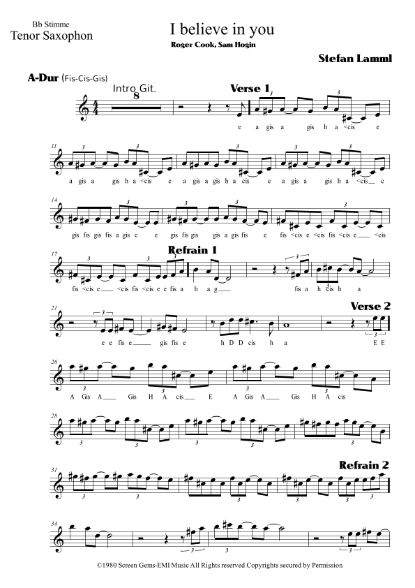 I Believe In You (arr. Stefan Lamml)