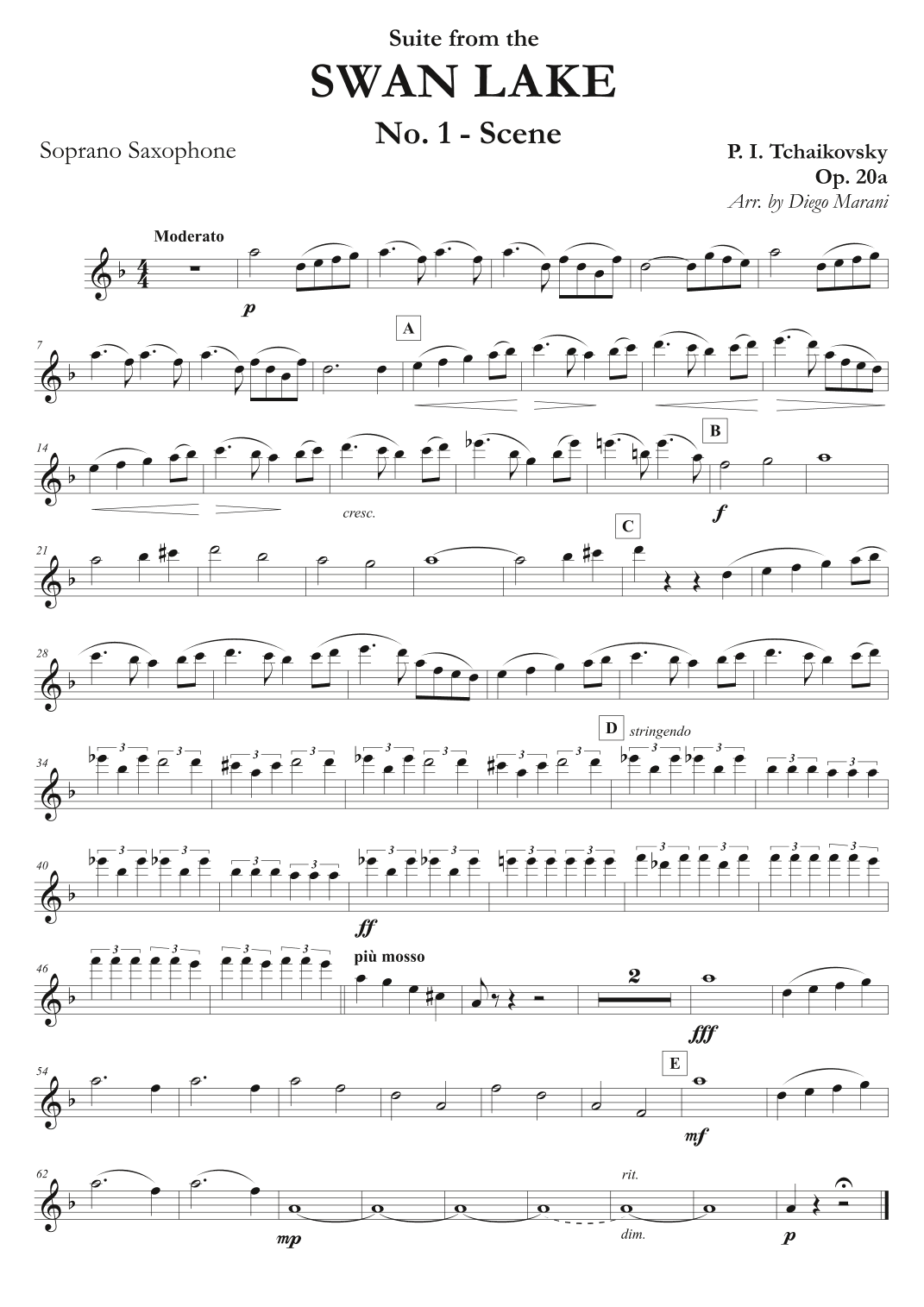 "Scene" from Swan Lake Suite for Saxophone Quartet (arr. Diego Marani)