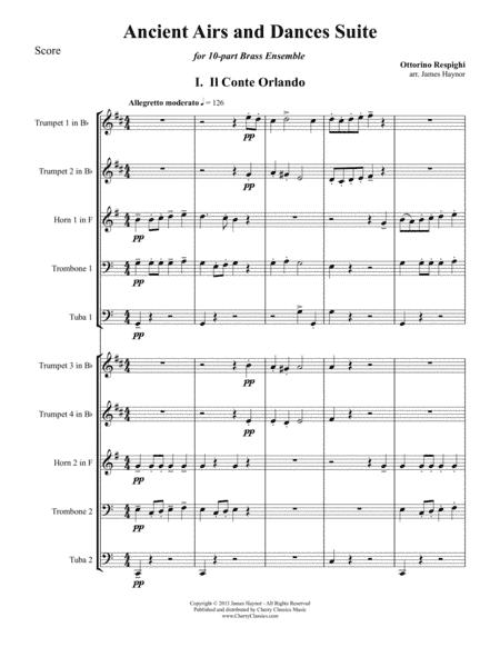Ancient Airs and Dances Suite No. 1 for 10-part Brass Ensemble (arr. Haynor, James)