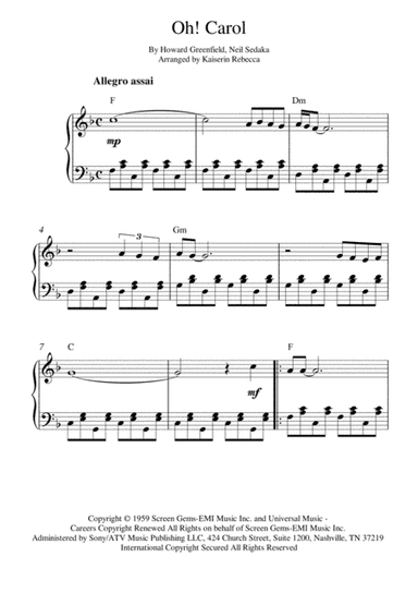 Oh! Carol (arr. Kaiserin Rebecca)