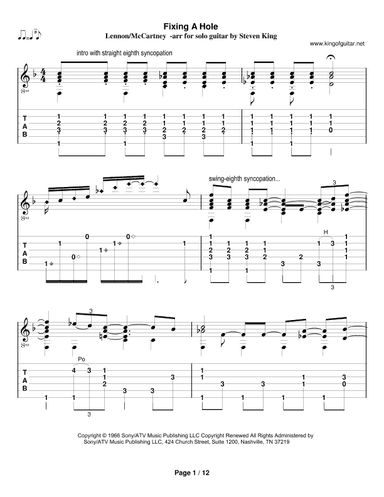 Fixing A Hole (arr. Steven King)