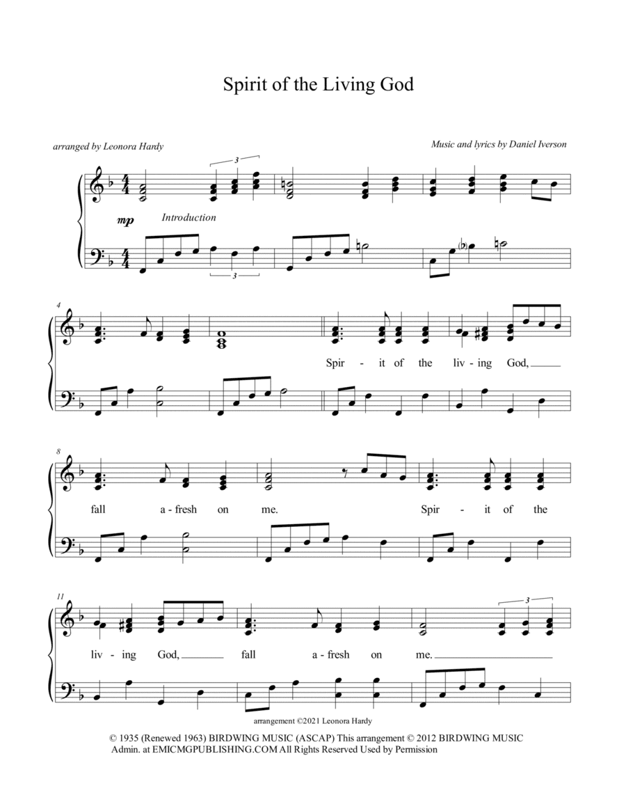 Spirit Of The Living God (arr. Leonora Hardy)