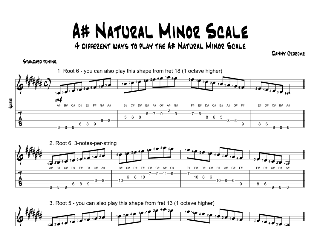 A# Natural Minor Scale (4 Ways to Play)