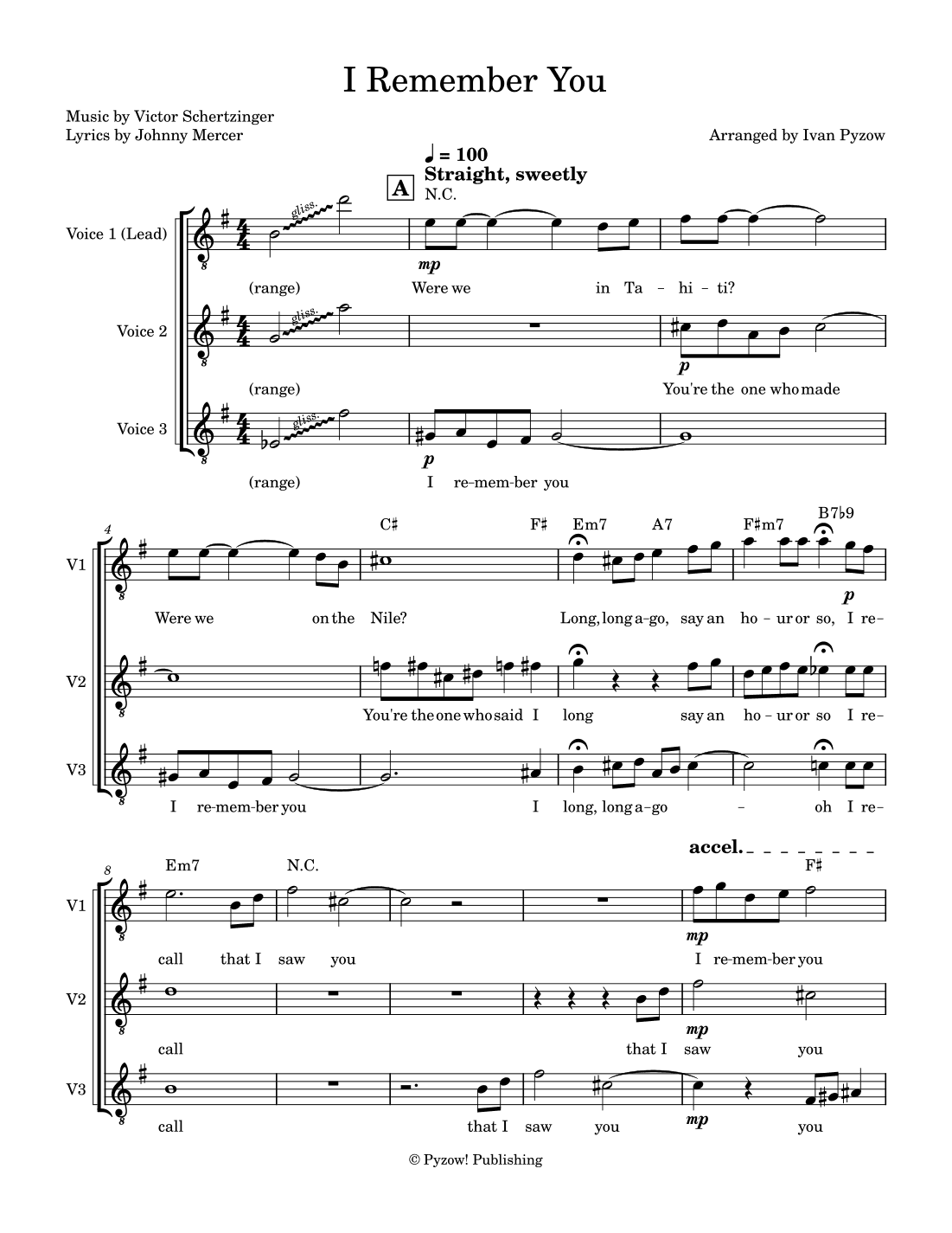 I Remember You (arr. Ivan Pyzow)
