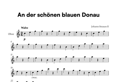 Johann Strauss II - An der scho¨nen blauen Donau for Oboe Solo (arr. Cadenza Editions)