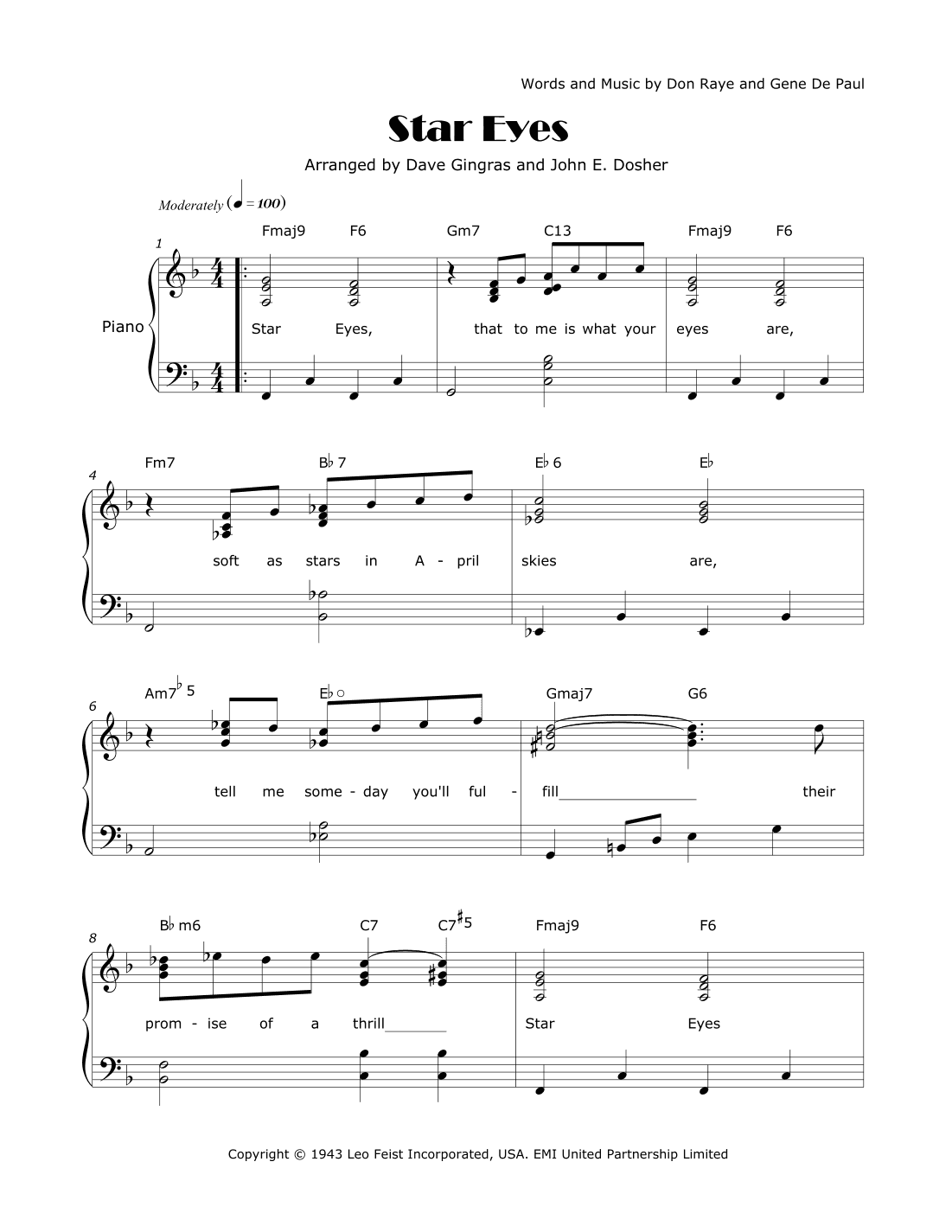 Star Eyes (arr. Dave Gingras, John E. Dosher)