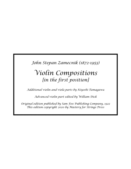 Violin Compositions (arr. William Dick, Kiyoshi Tamagawa)