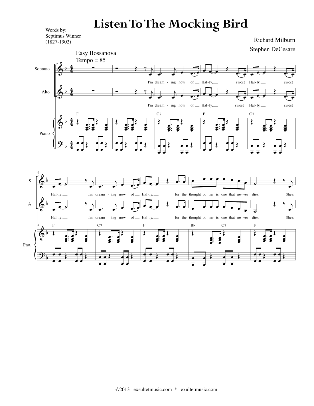 Listen To The Mockingbird (Solo with SATB) (arr. Stephen DeCesare)