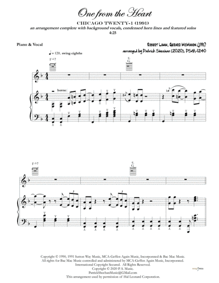 One From The Heart (arr. Patrick Sheehan)