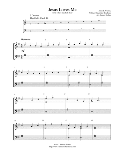 Jesus Loves Me - for 3-octave handbell choir (arr. Samuel Stokes)