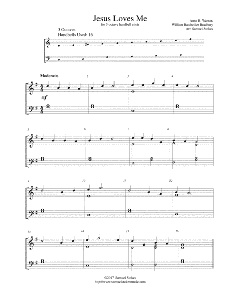 Jesus Loves Me - for 3-octave handbell choir (arr. Samuel Stokes)