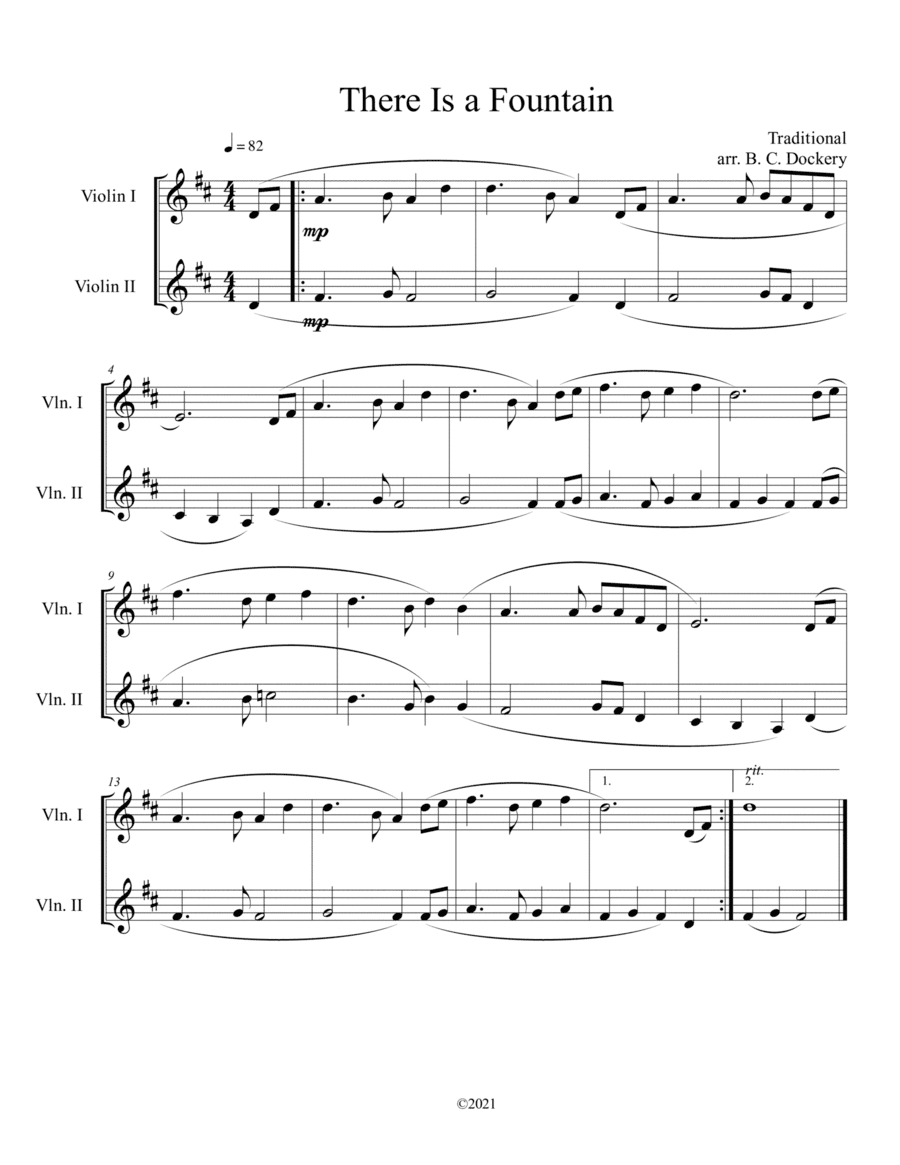 There Is a Fountain (Violin Duet) (arr. B. C. Dockery)