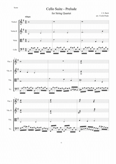 Bach is Back - Cello Suite for String Quartet (arr. Uesile Prado)
