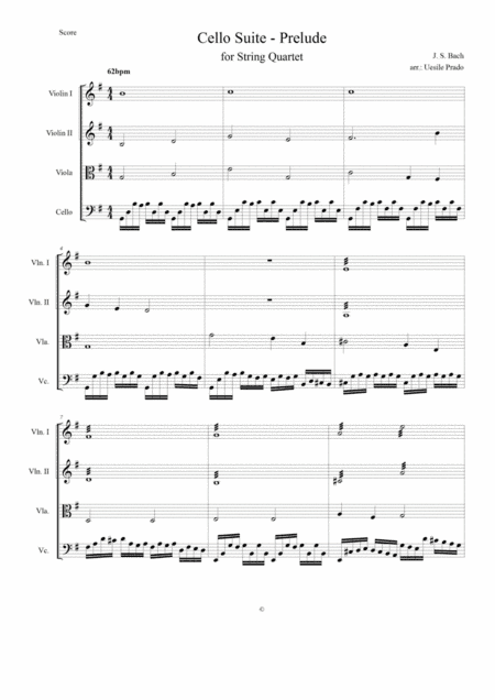 Bach is Back - Cello Suite for String Quartet (arr. Uesile Prado)
