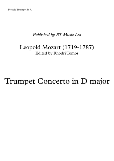 Leopold Mozart - Trumpet Concerto in D major - solo parts (arr. Rhodri Tomos)