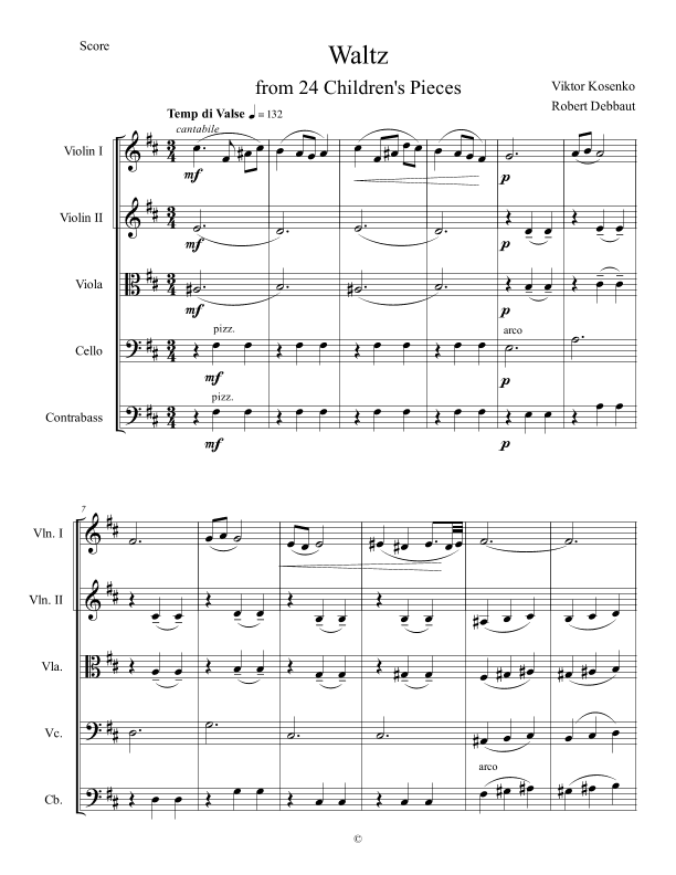 Waltz - Score Only (arr. Robert Debbaut)