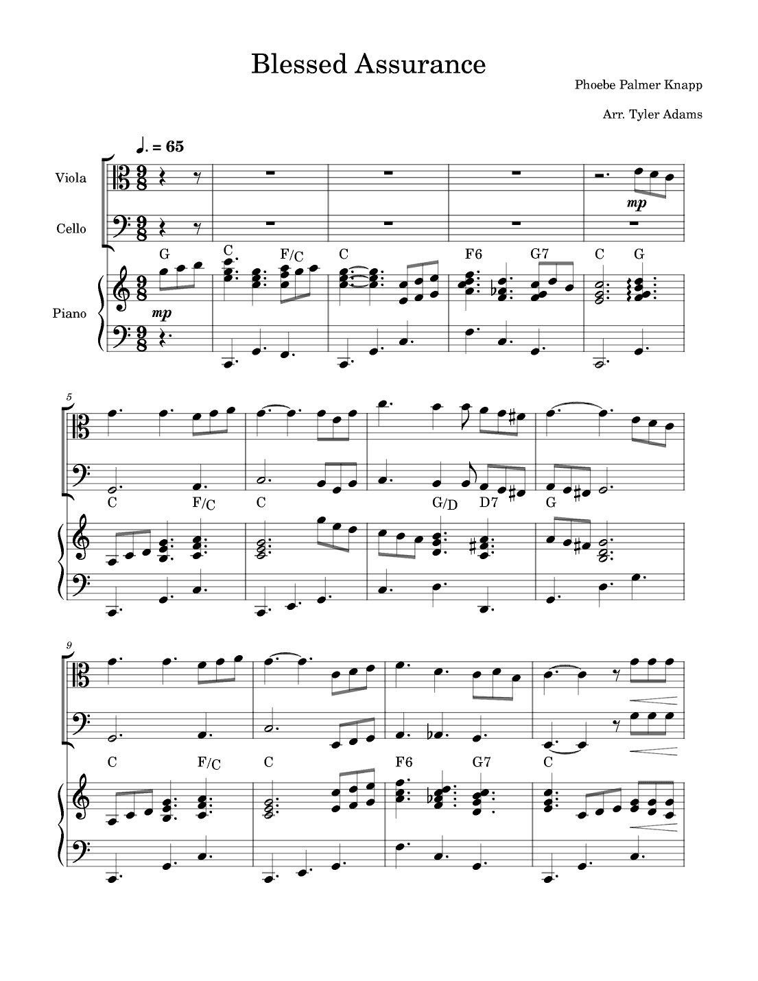 Blessed Assurance (Viola and Cello Duet with Piano) (arr. Tyler Adams)