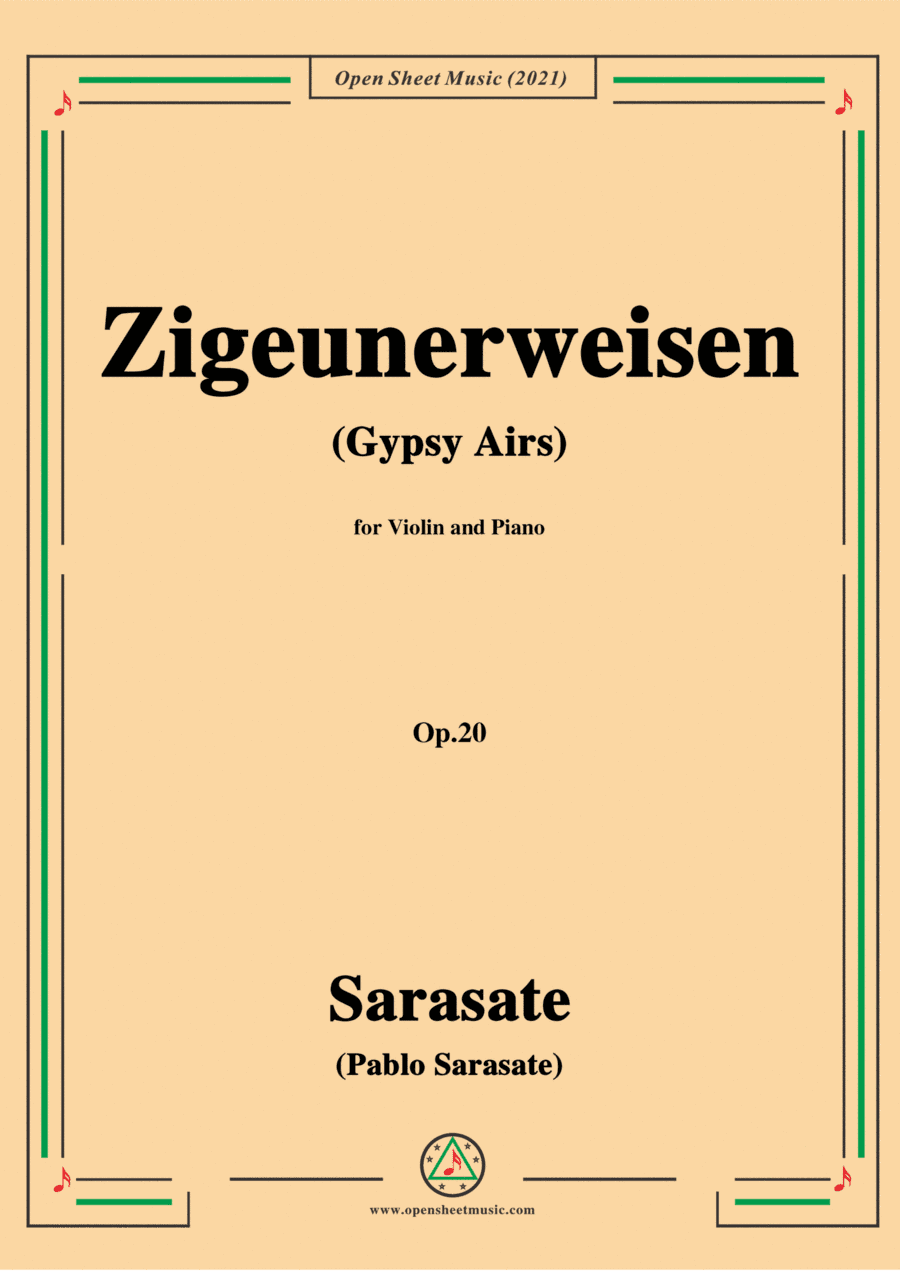 Sarasate-Zigeunerweisen(Gypsy Airs),Op.20,for Violin and Piano (arr. Open Cloud)
