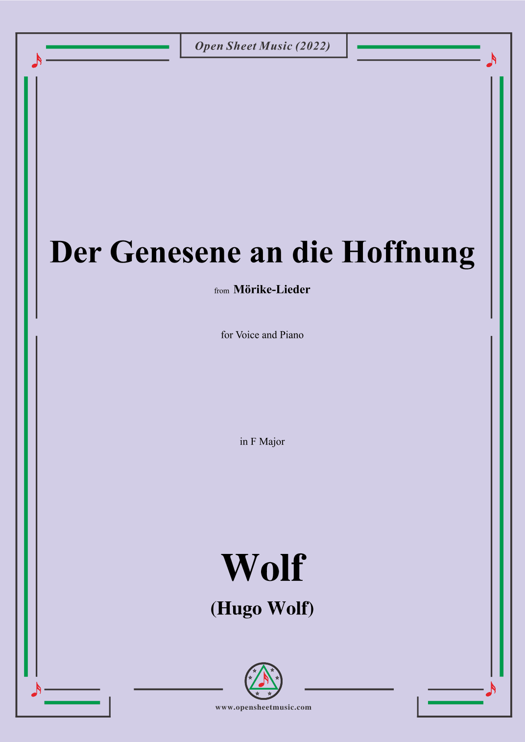 Wolf-Der Genesene an die Hoffnung,in F Major (arr. OSM Press)