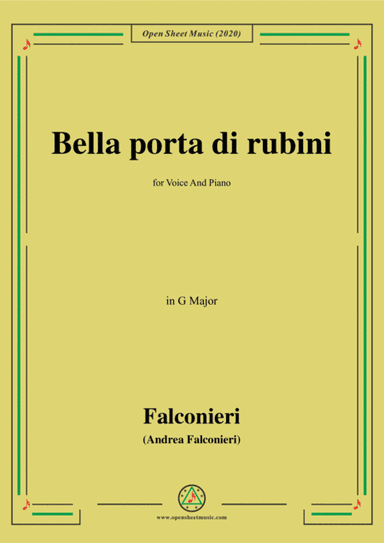 Falconieri-Bella porta di rubini,in G Major,for Voice and Piano (arr. MSM)