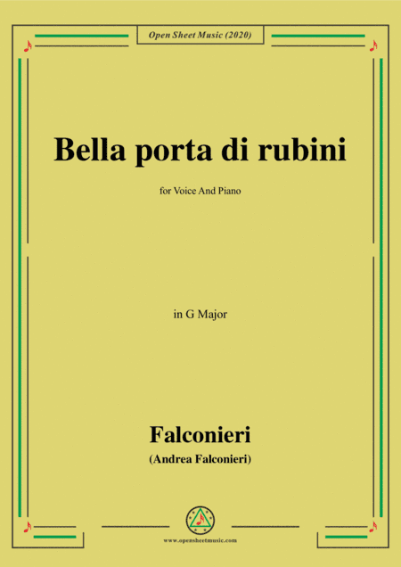 Falconieri-Bella porta di rubini,in G Major,for Voice and Piano (arr. MSM)