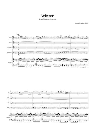 Largo from Winter by Vivaldi for Woodwind Quartet and Piano (arr. Langanho)