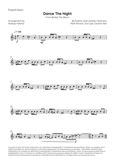 Dance The Night (arr. Rodrigo Faleiros)