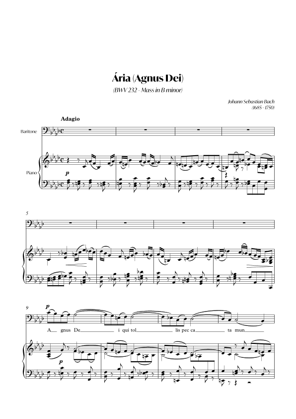 Aria (Agnus dei) from the Mass in B Minor (BACH) - Baritone_Fm (arr. André Alberto Santos)