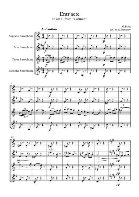 Entr'acte to act II from "Carmen" (arr. A.Buriakov)